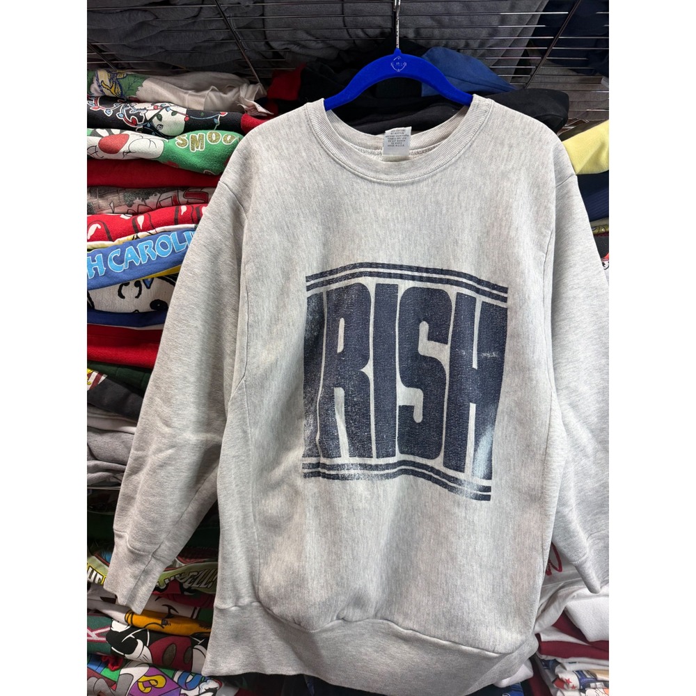 Vintage Desert Sportswear Irish Sweatshirt Mens Large Gray Notre Dame USA Made